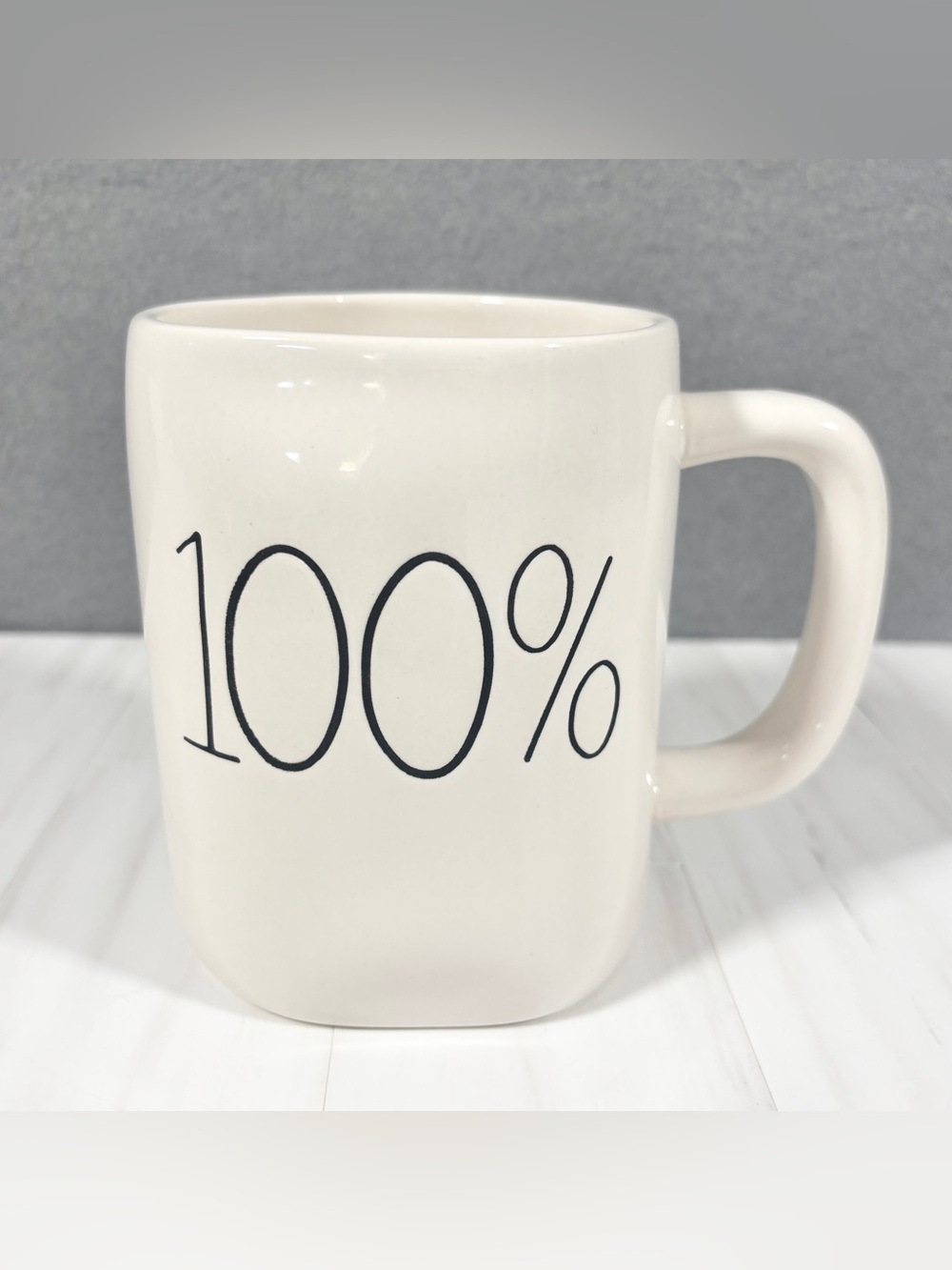 New RAE DUNN 100% Coffee Mug LL White Cup Magenta NWT